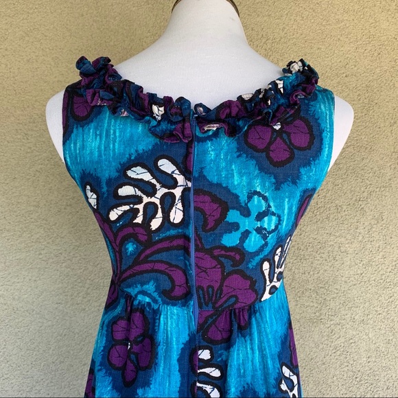 🌺 Vintage Hawaiian Barkcloth Muumuu Dress 🌺 - Picture 8 of 14